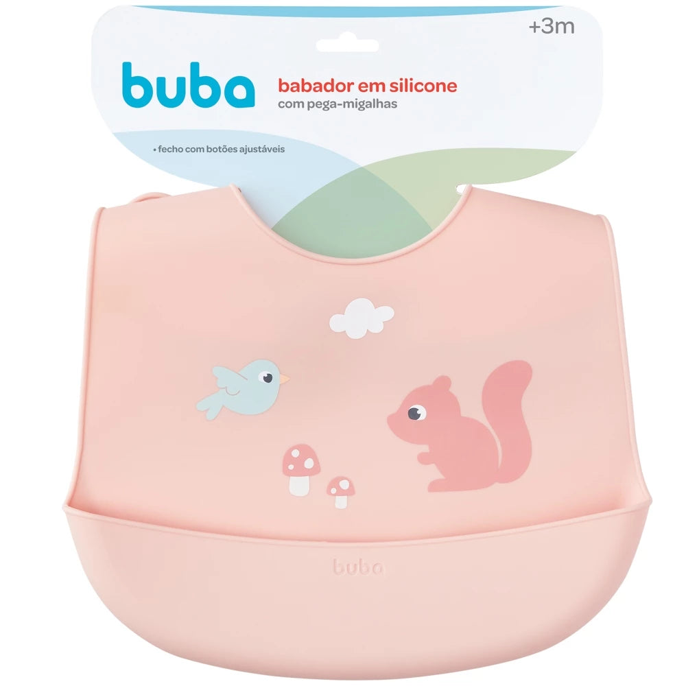 Babador Em Silicone Buba Com Pega Migalhas Cloudy +3 Meses