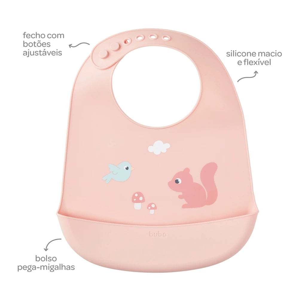 Babador Em Silicone Buba Com Pega Migalhas Cloudy +3 Meses