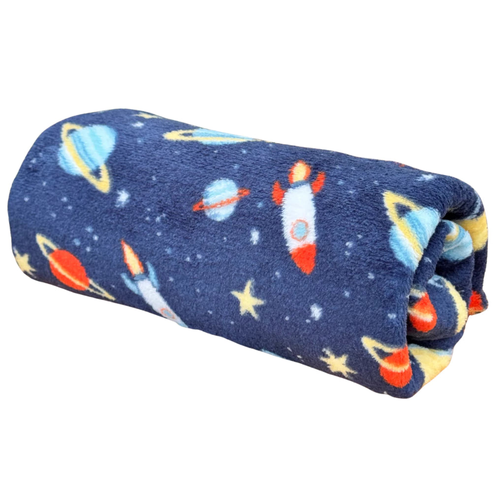 Manta Amiga Cegonha Espaço em Microfibra – Marinho 100x70cm