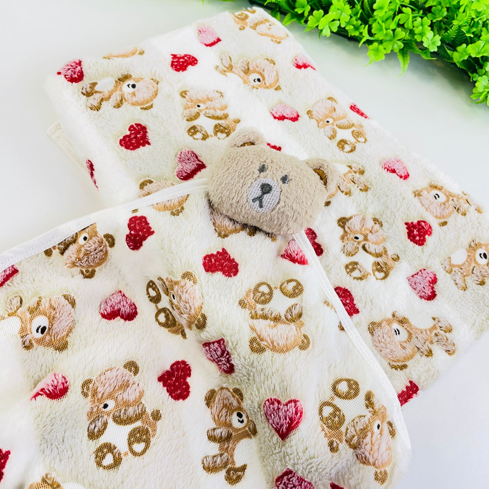 Cobertor Infantil com Naninha Djiele Ursinho Estampado Plush