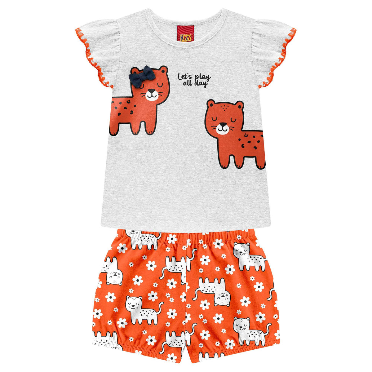 Conjunto Feminino Kyly Bebê Blusa e Short Oncinha