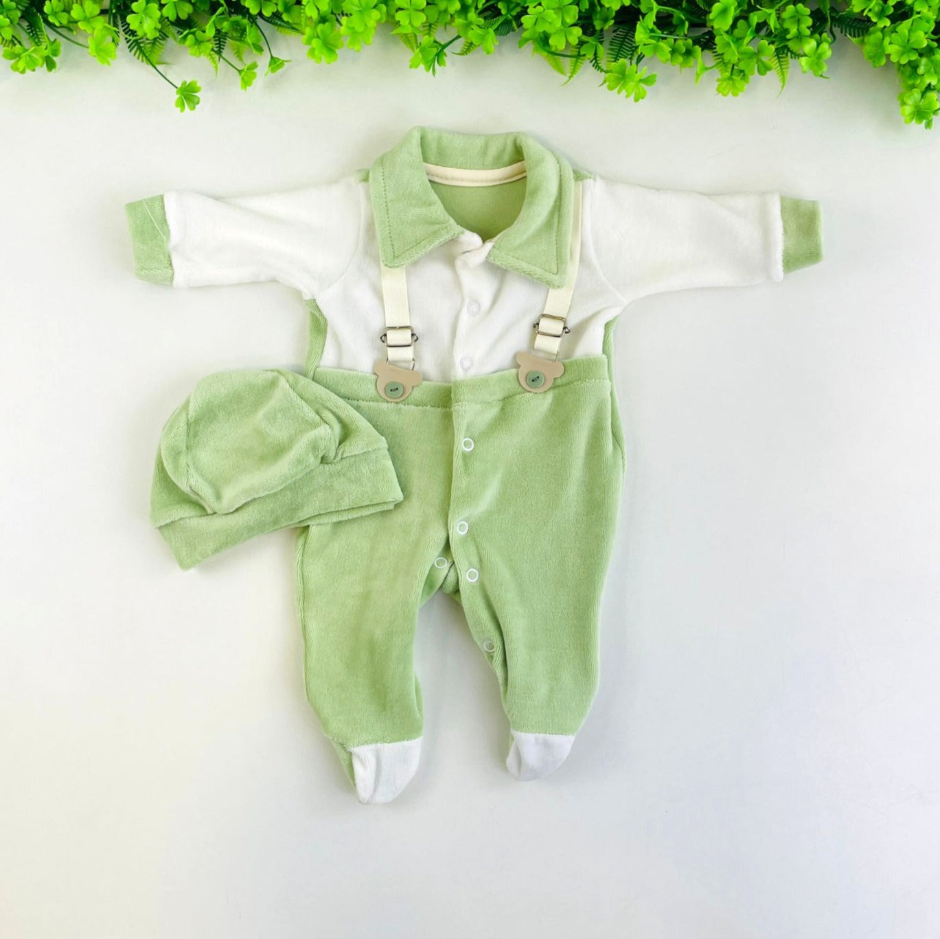 Macacão Bebê Masculino Djiele Suspensório com Touca Plush Inverno