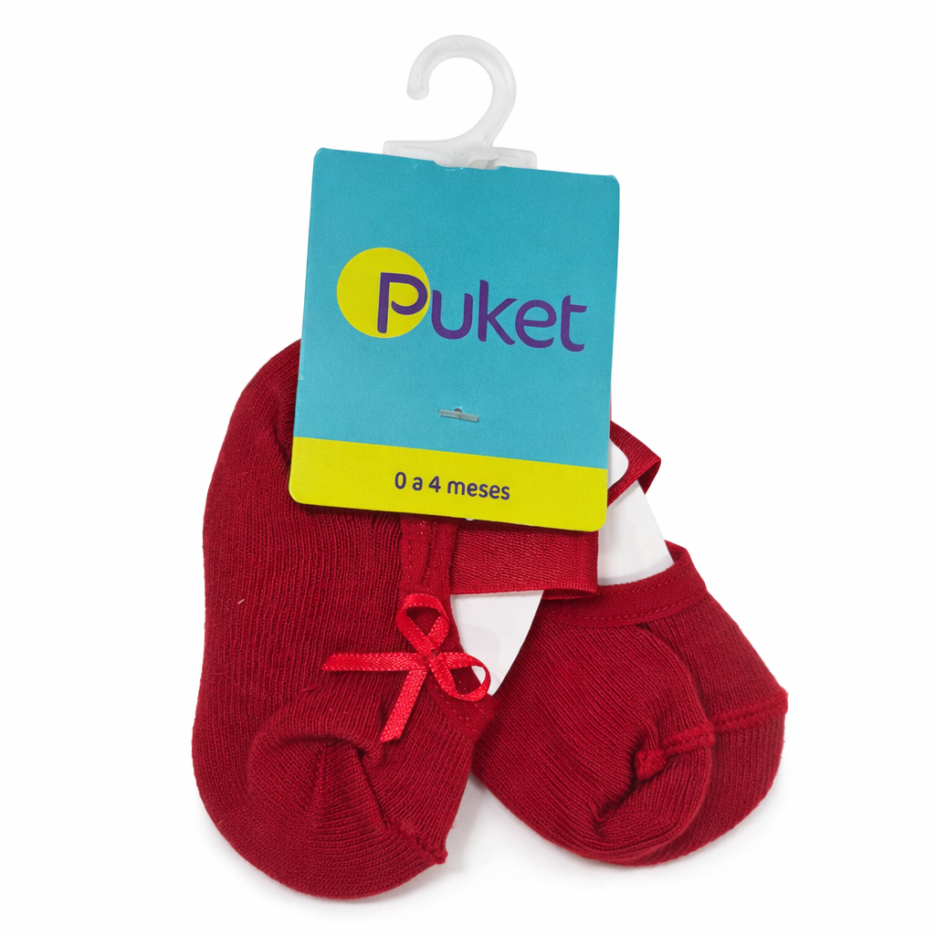 Meia Puket Bebê Com Lacinho Lisa Boneca Sapatilha Festa