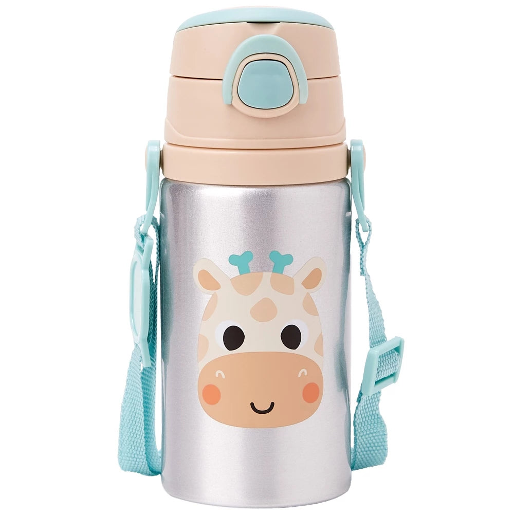 Garrafinha de Alumínio Infantil Buba Zoo 450 ml com Canudo e Cordinha +3 Anos