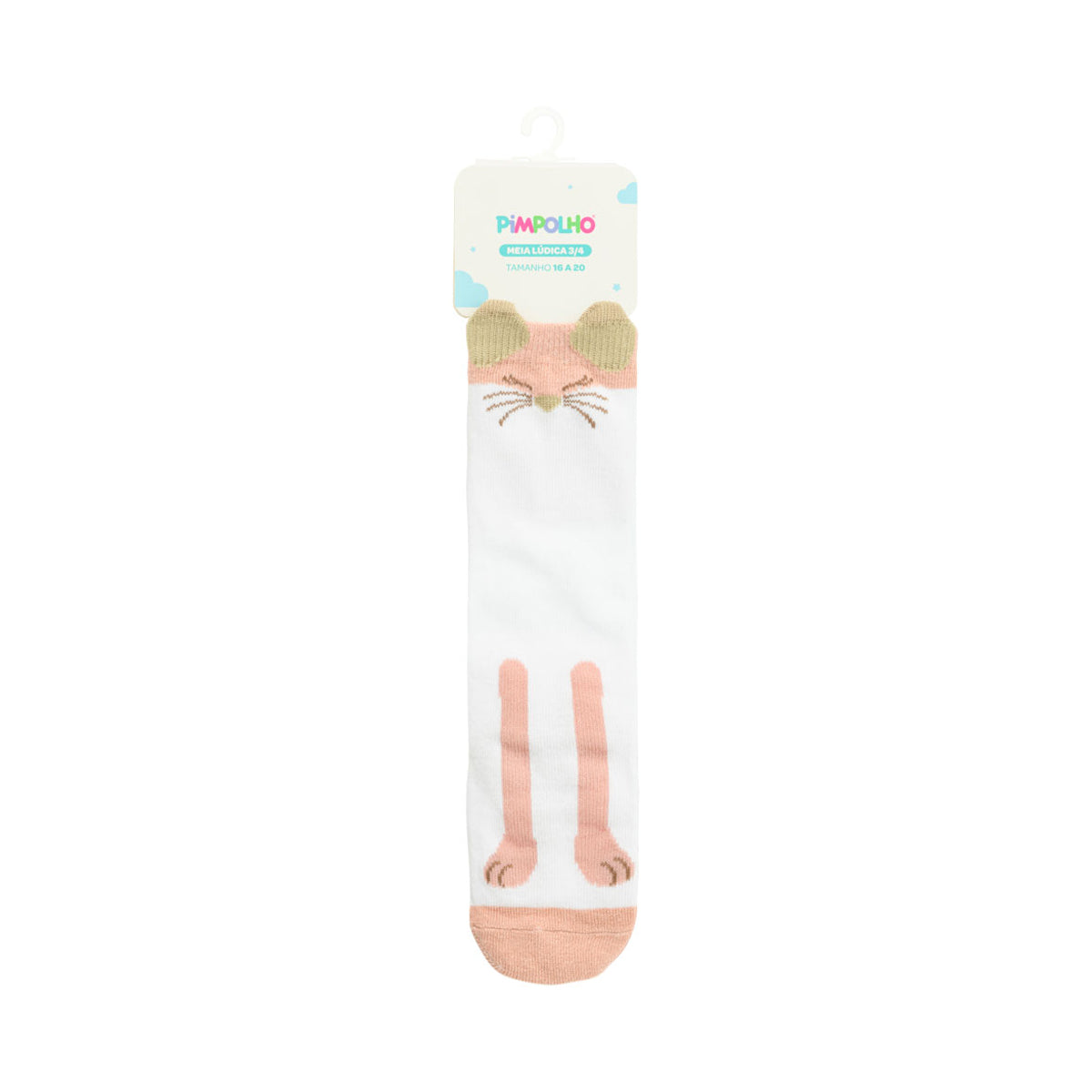 Meia Infantil Feminina Pimpolho Cano Longo 3/4 Divertida (06 a 11 Meses)