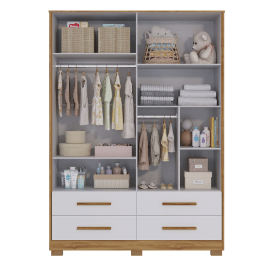 Guarda-Roupa Peroba Charlô 4 Portas Lisa – 100% MDF