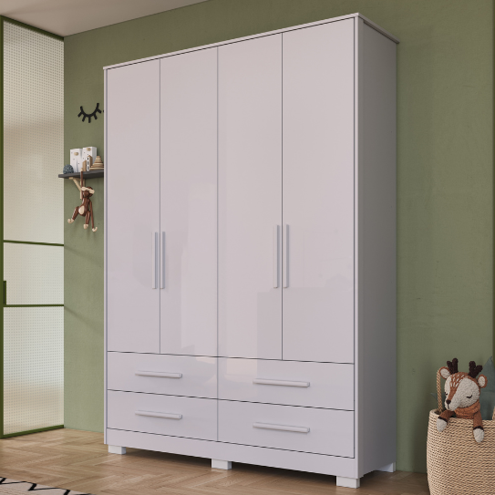 Guarda-Roupa Peroba Charlô 4 Portas Lisa – 100% MDF