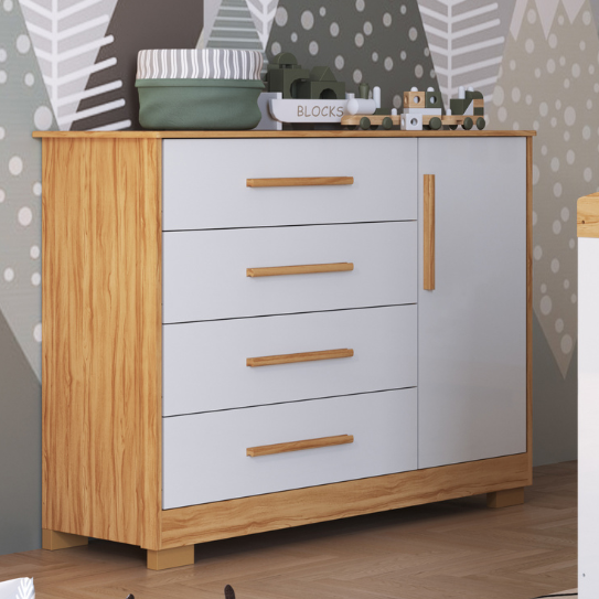 Cômoda Charlô Peroba Lisa 1 Porta – 100% MDF