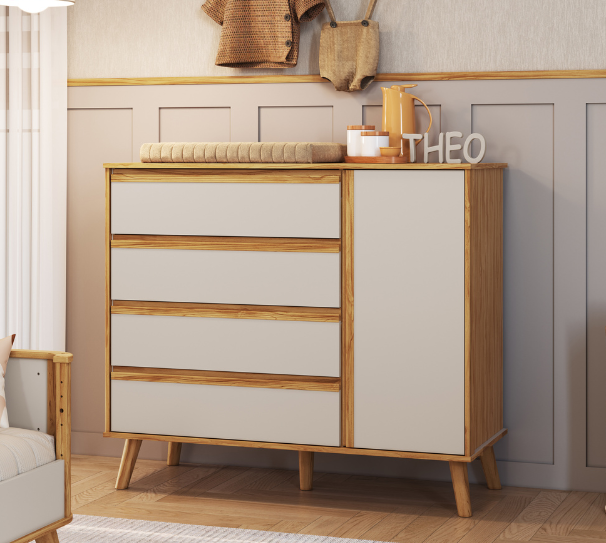 Cômoda Theo Peroba Lisa 1 Porta