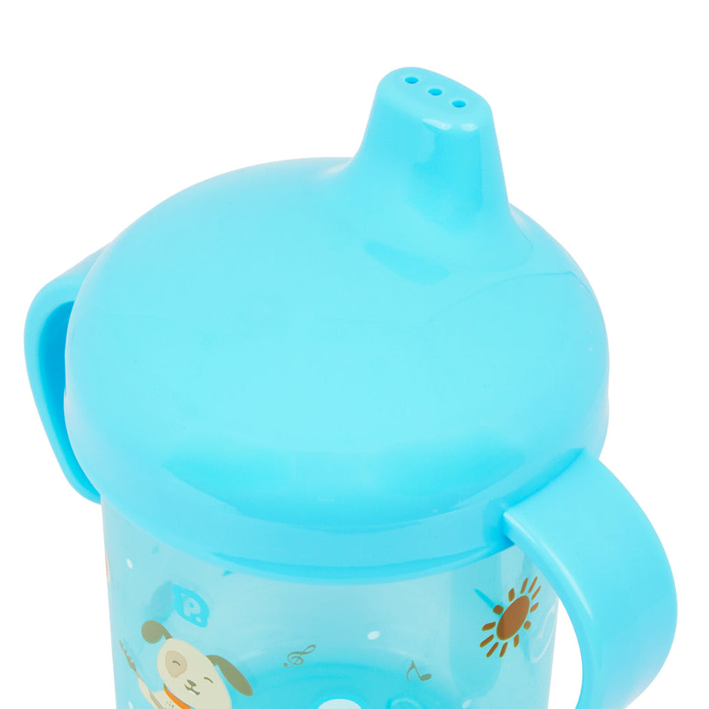Copo De Treinamento Pimpolho Cachorro Bico Rigido Com alça E Tampa +6 M - 240 Ml - Azul