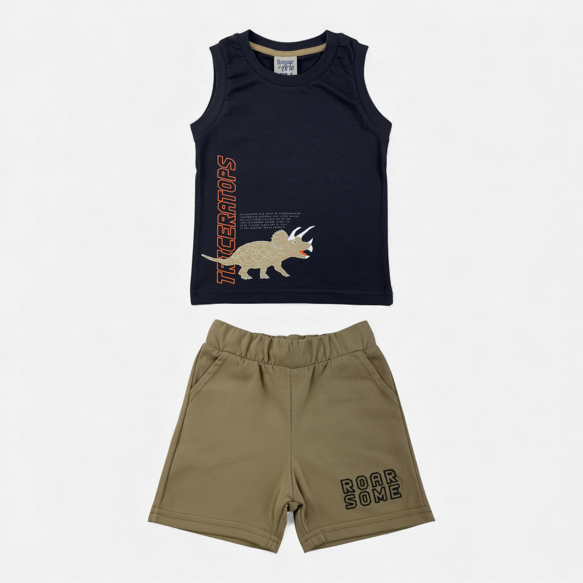 Conjunto Infantil Masculino Brincar e Arte Triceratop