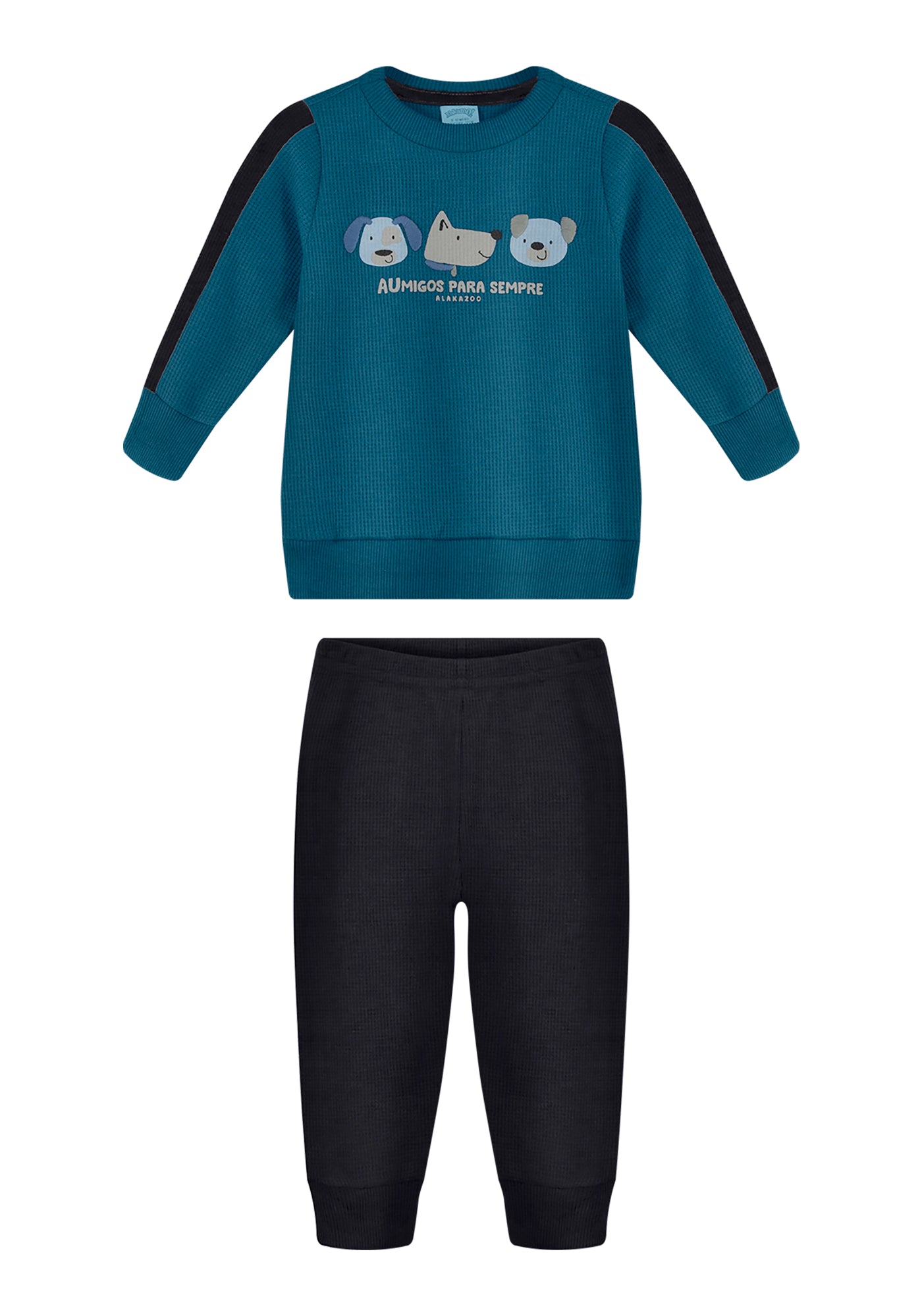 Conjunto Infantil Masculino Alakazoo Manga Longa Meia Malha Penteada Aumigos