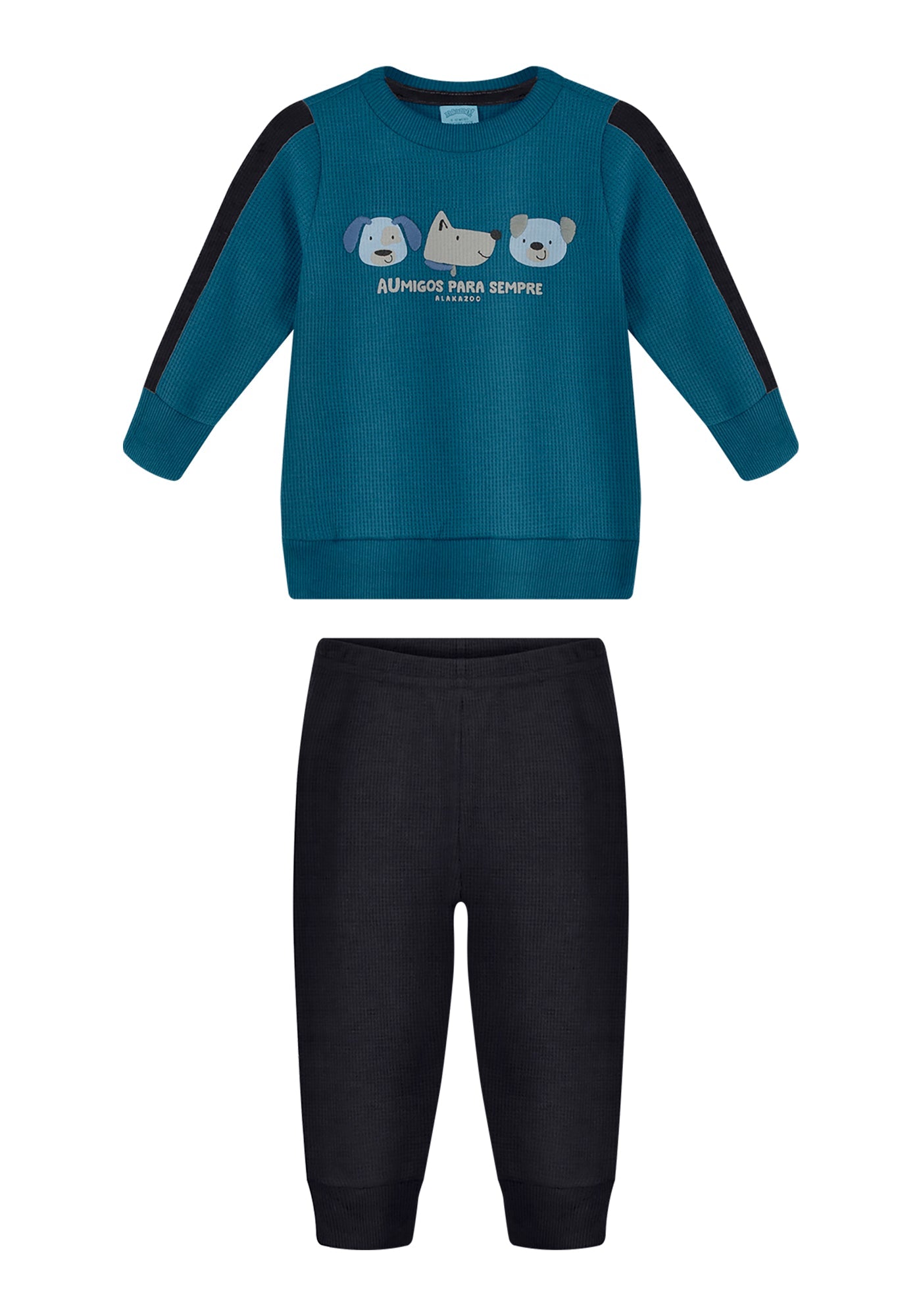 Conjunto Infantil Masculino Alakazoo Manga Longa Meia Malha Penteada Aumigos