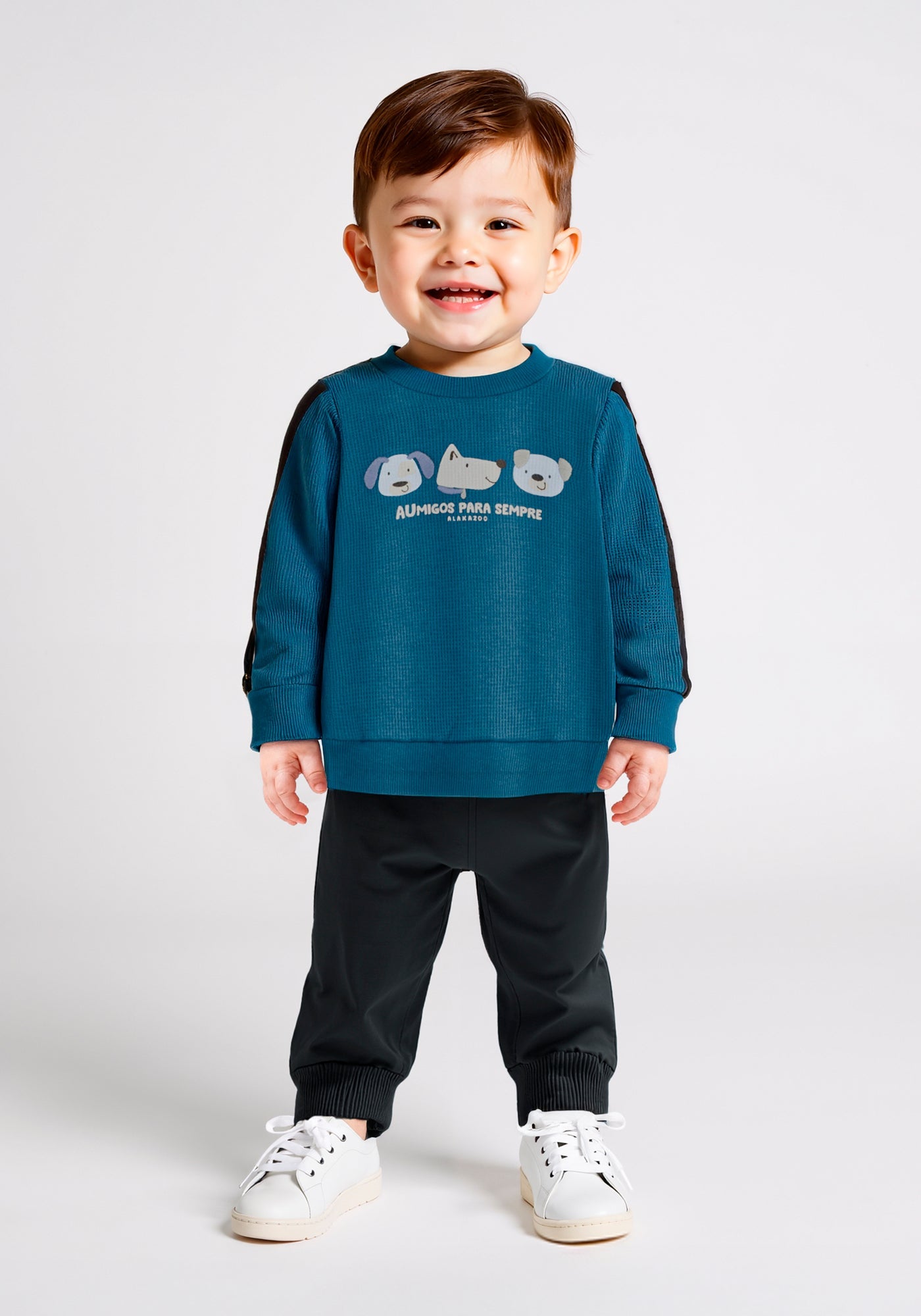 Conjunto Infantil Masculino Alakazoo Manga Longa Meia Malha Penteada Aumigos