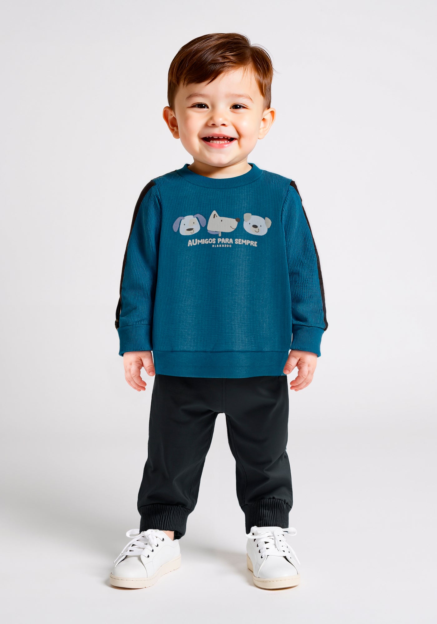 Conjunto Infantil Masculino Alakazoo Manga Longa Meia Malha Penteada Aumigos