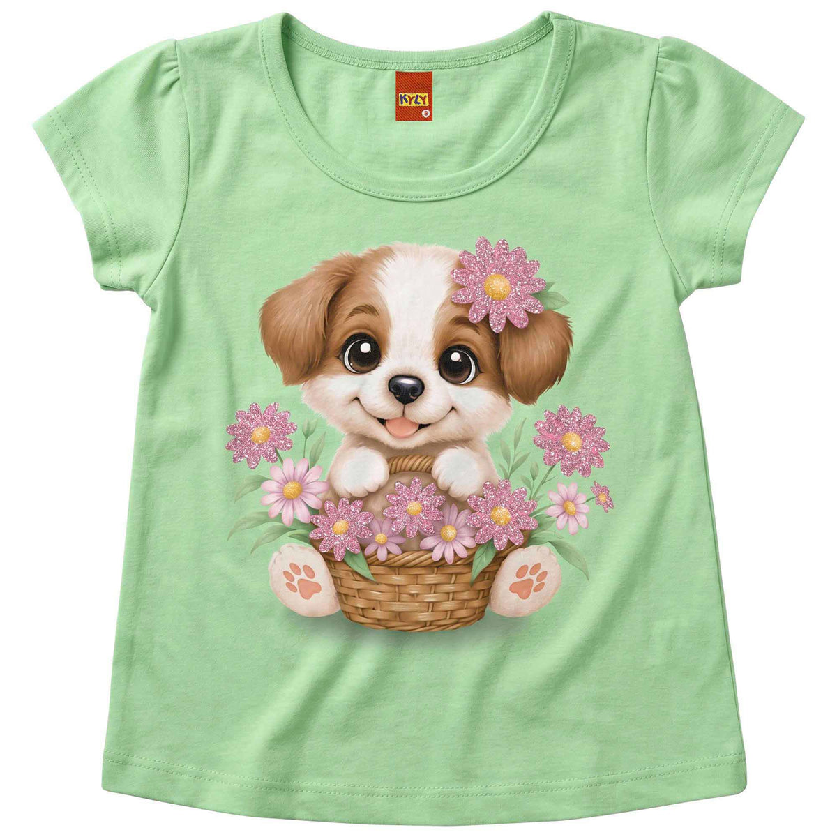 Blusa Infantil Feminina Kyly Bebê Cachorrinha Manga Curta