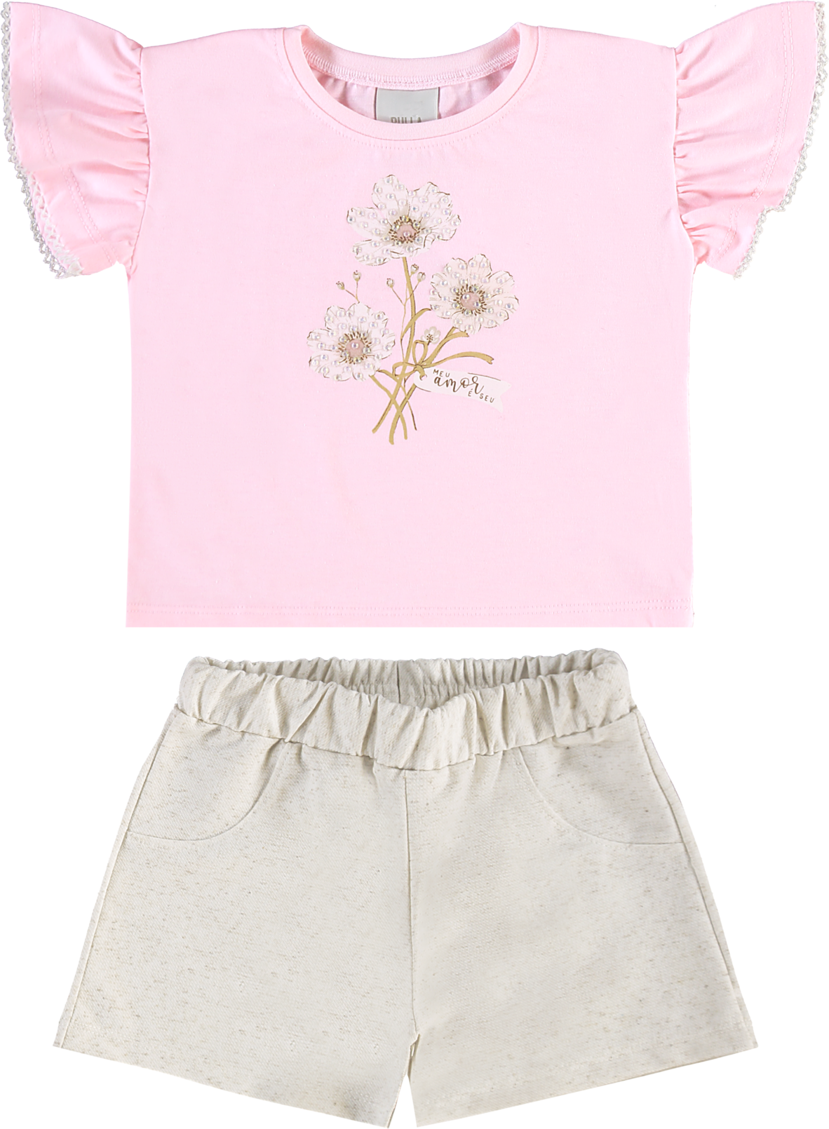 Conjunto Infantil Feminino Pulla Bulla com Blusa Estampada e Shorts – Conforto e Estilo para o Dia a Dia