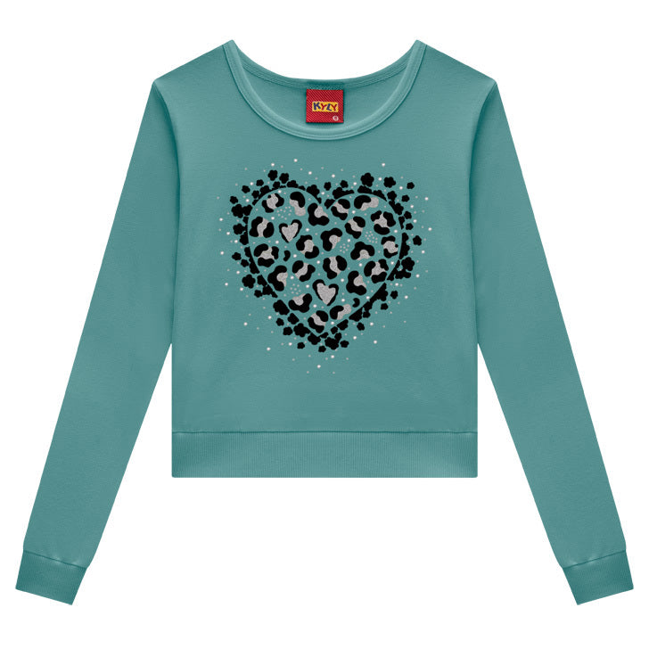 Cropped Infantil Feminino Kyly com Estampa Coração