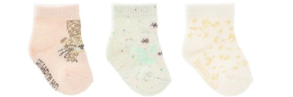 Kit Meia Bebê Feminina Pimpolho Zero Recém-Nascido Algodão Com 3 Pares