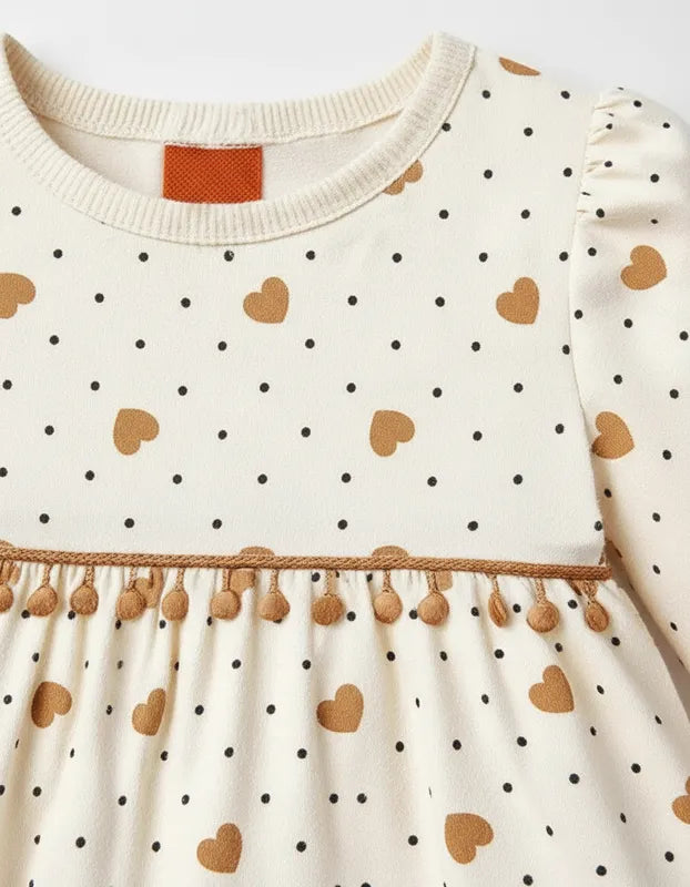Vestido Infantil Menina Kyly Moletom Peluciado Corações e Poá