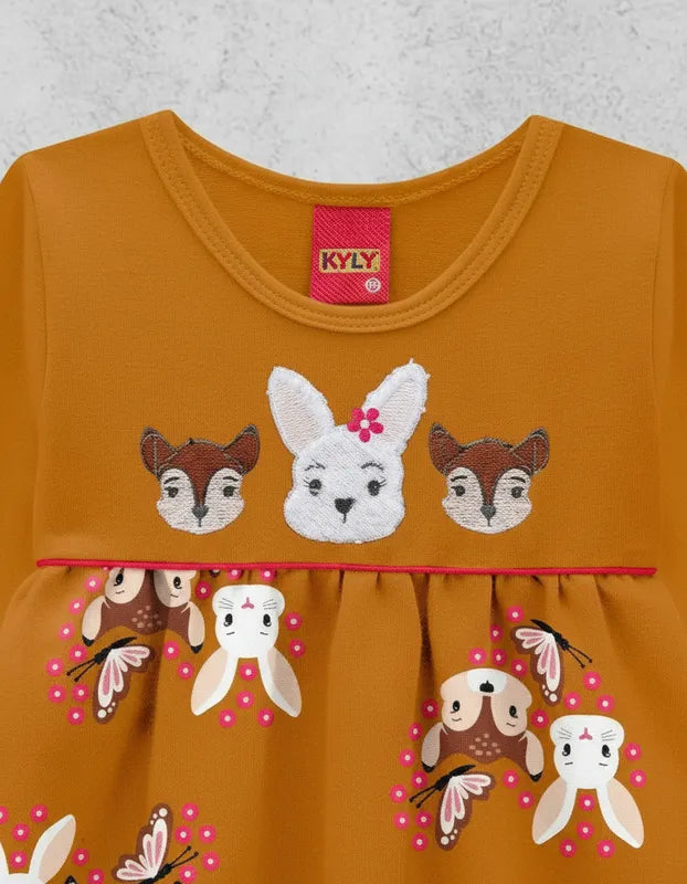 Vestido Infantil Kyly Manga Longa Coelhinho Inverno