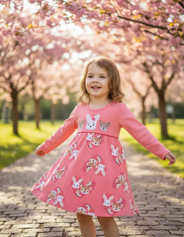 Vestido Infantil Kyly Manga Longa Coelhinho Inverno
