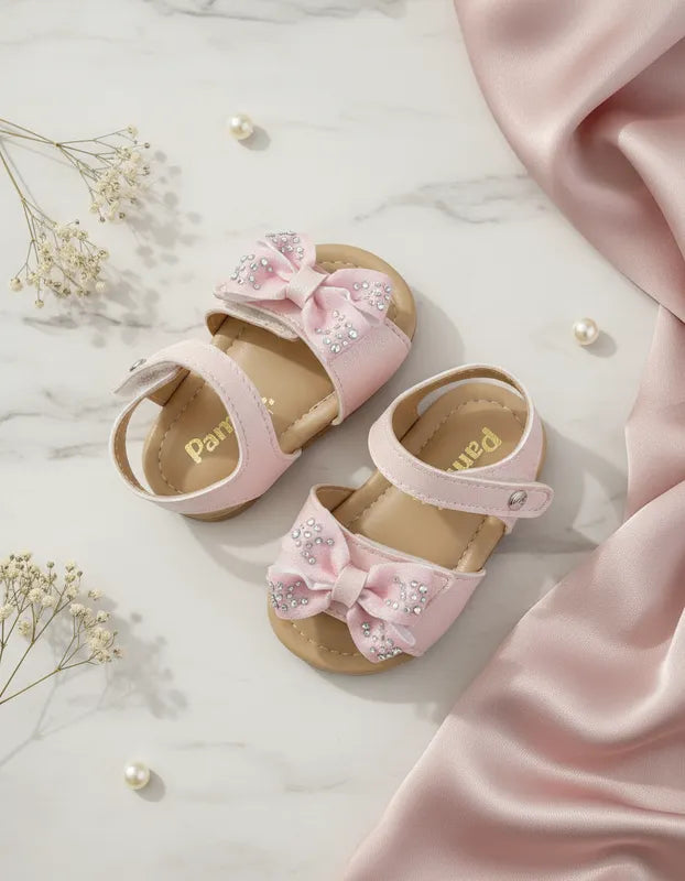 Sandália de Bebê Pampili Nana com Laço e Strass