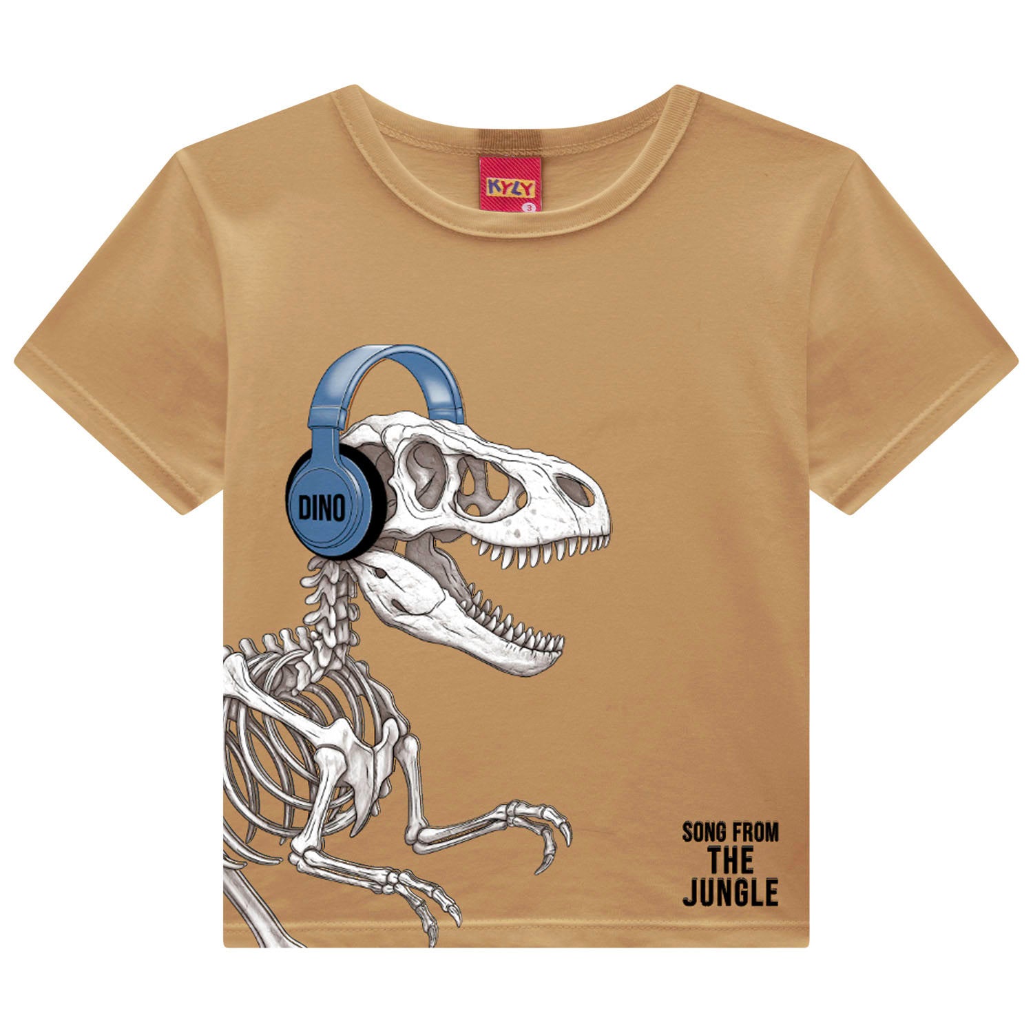 Camiseta Manga Longa Masculina Kyly Dino de Fone Infantil
