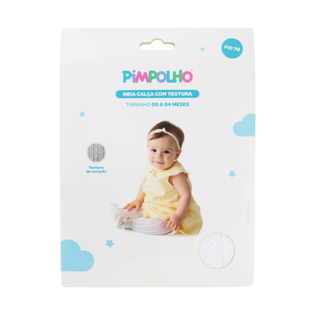 Meia-Calça Infantil Pimpolho com Textura Coração Fio 70 e Ponteira Reforçada