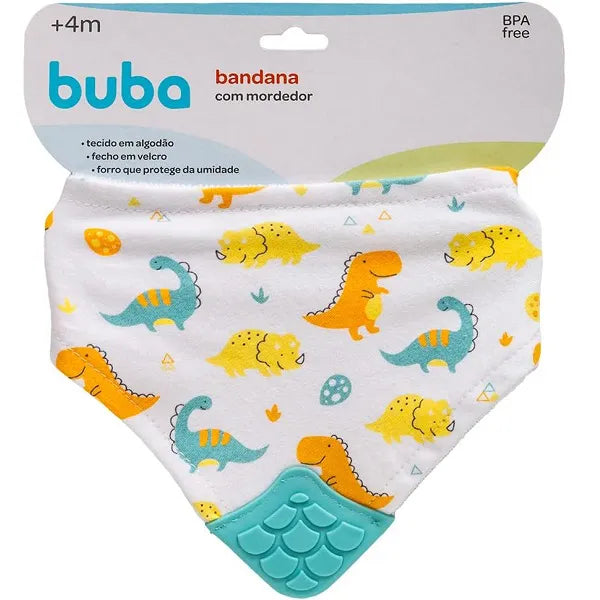 Bandana Bebê Buba com Mordedor de Silicone Estampada 4 Meses+