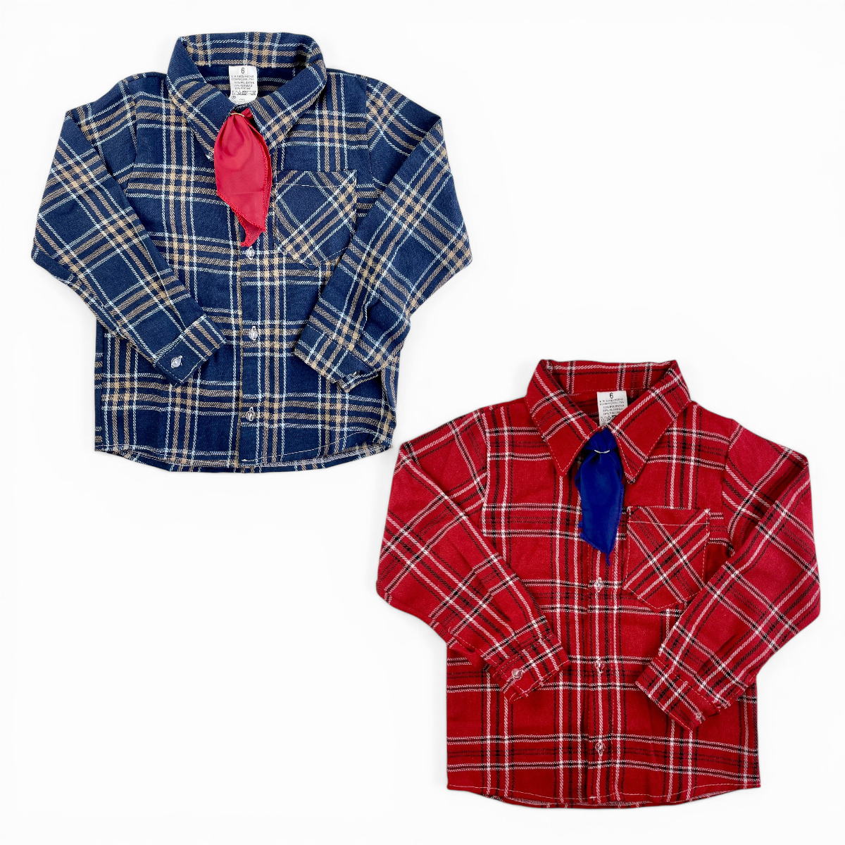 Camisa Xadrez Manga Longa Flanelada com Lenço