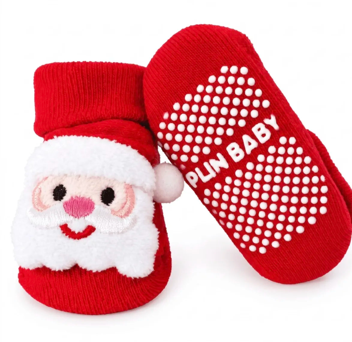 Meia Pantufa Infantil Bebê Plin Baby Natal Antiderrapante com Bichinho 3D