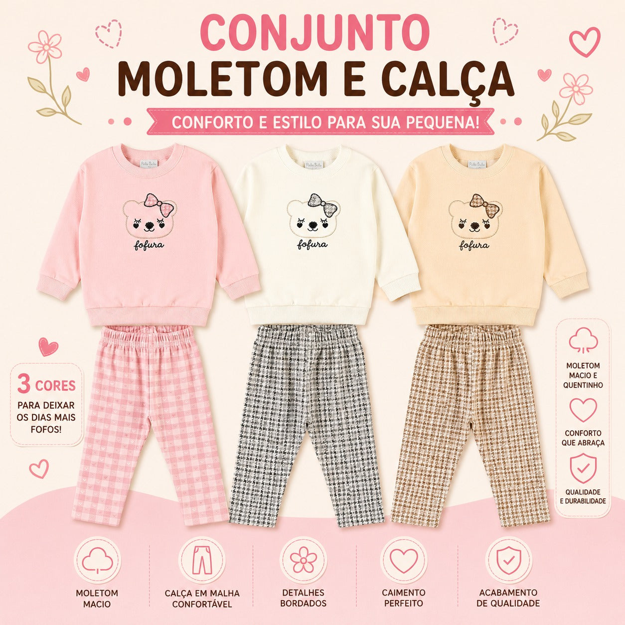 Conjunto Bebê Feminino Pulla Bulla Ursinha Fofura - Aconchego e Charme com Detalhes Bordados