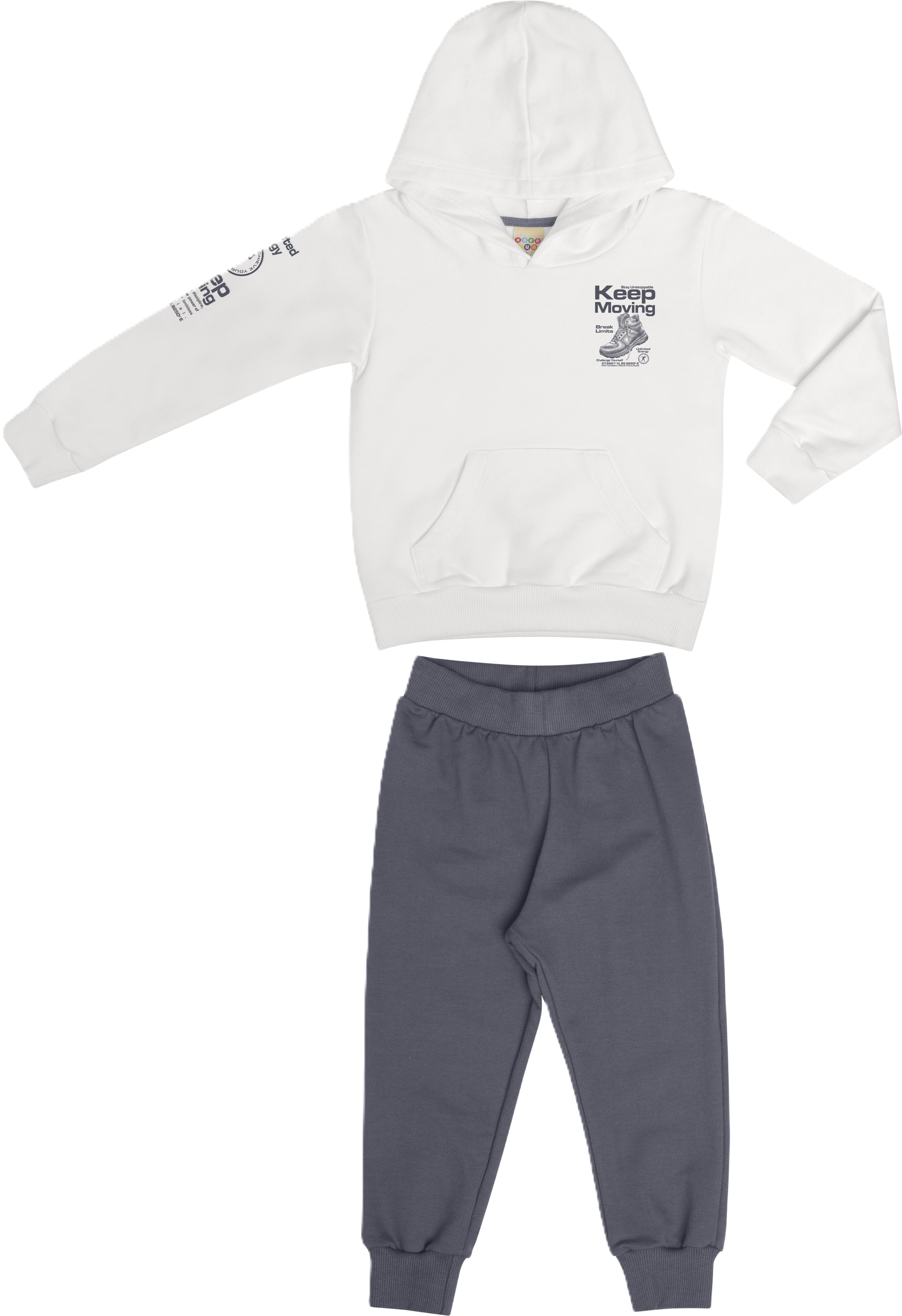 Conjunto Infantil Menino Have Fun Keep Moving em Moletom com Capuz