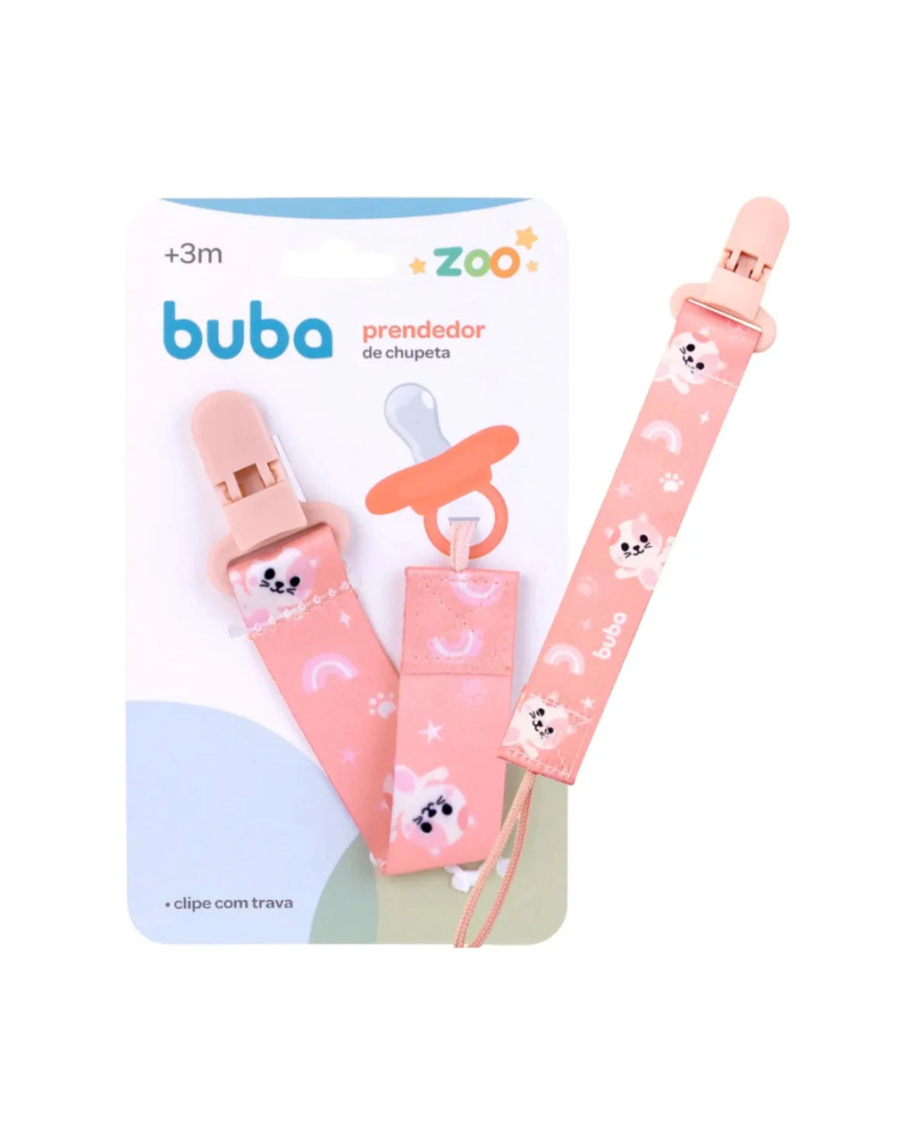 Prendedor de Chupeta Infantil Buba Zoo +3M Livre de BPA
