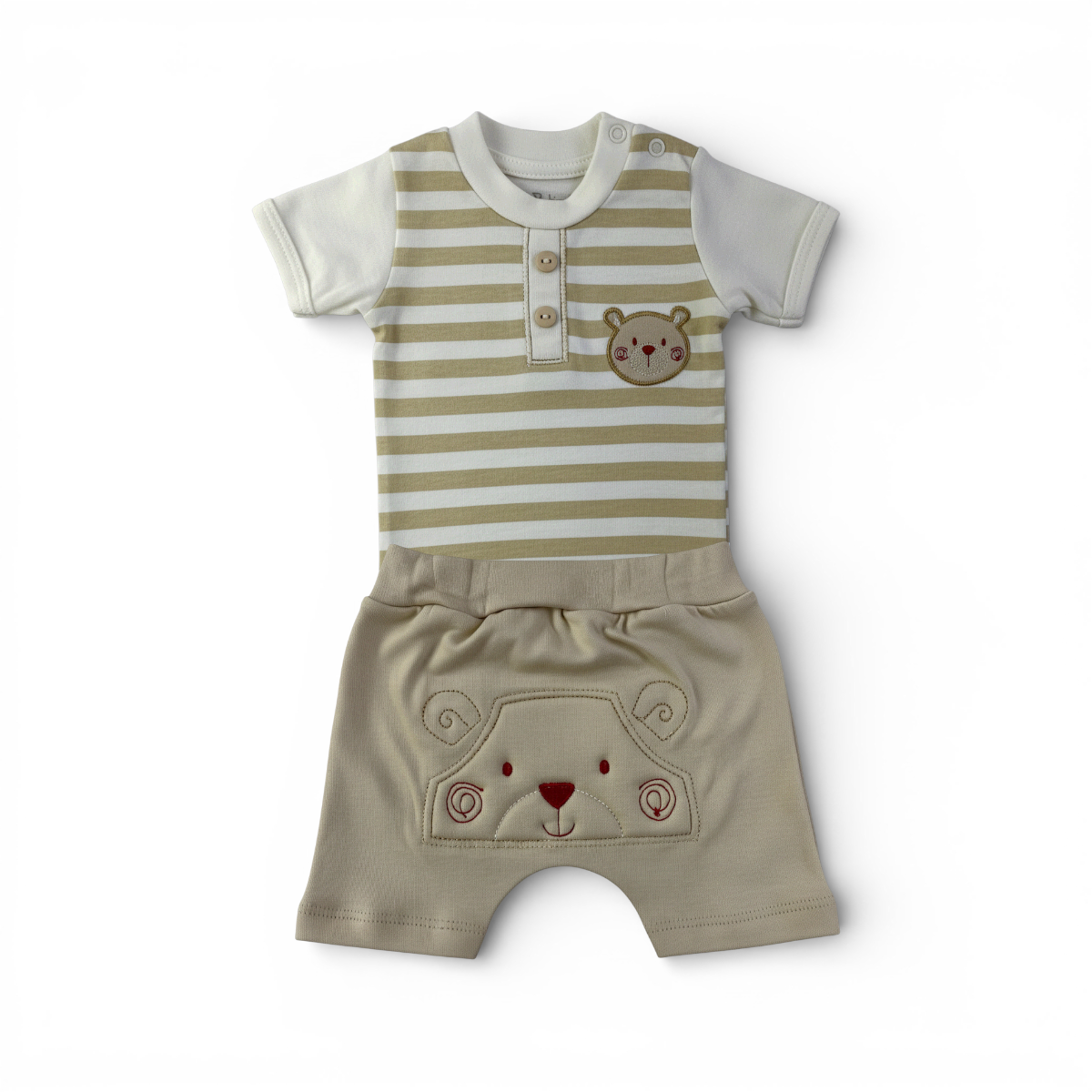 Conjunto Masculino Infantil Curioso Ursinho Listrado