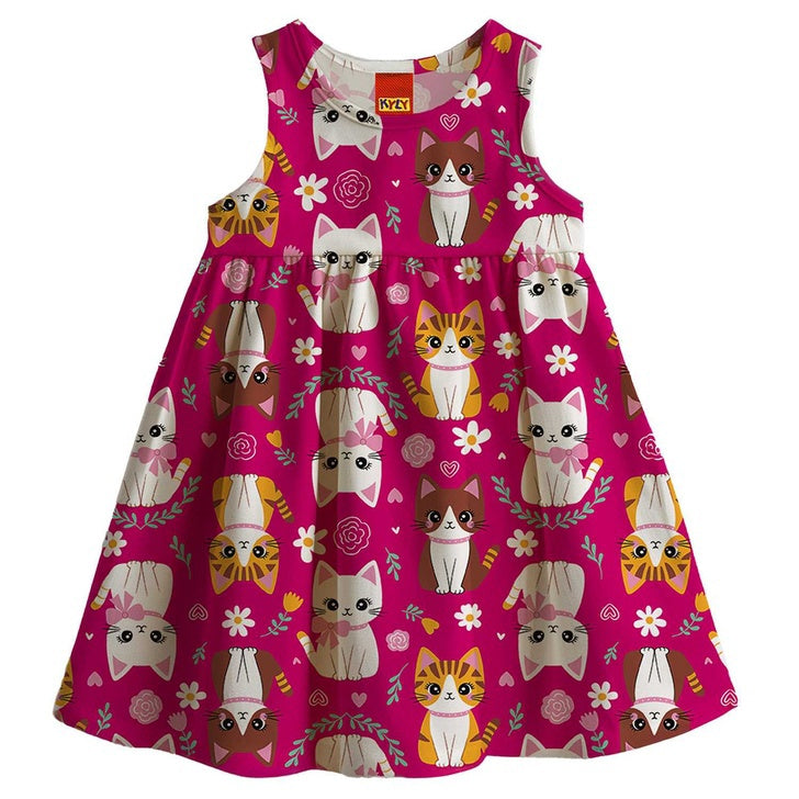 Vestido Kyly Infantil Menina Gatinhas e Flores