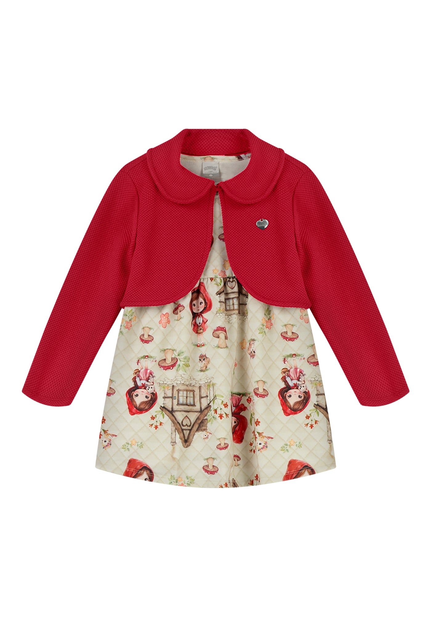 Vestido Infantil Alakazoo com Bolero Manga Longa Malha Soft
