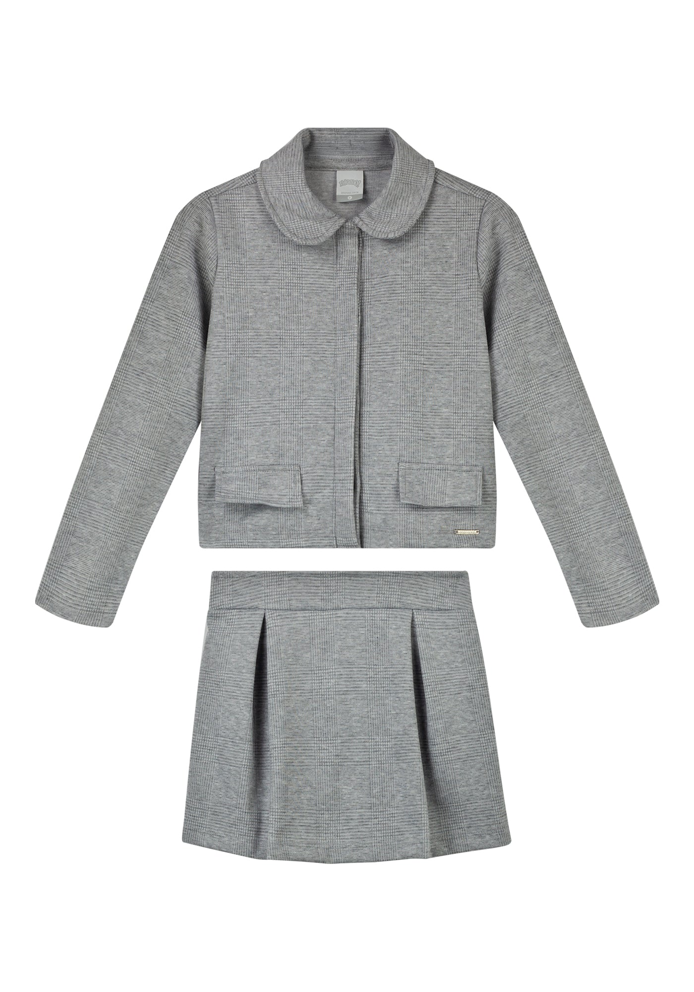 Conjunto Infantil Feminino Alakazoo em Malha Jacquard com Blazer e Short Saia