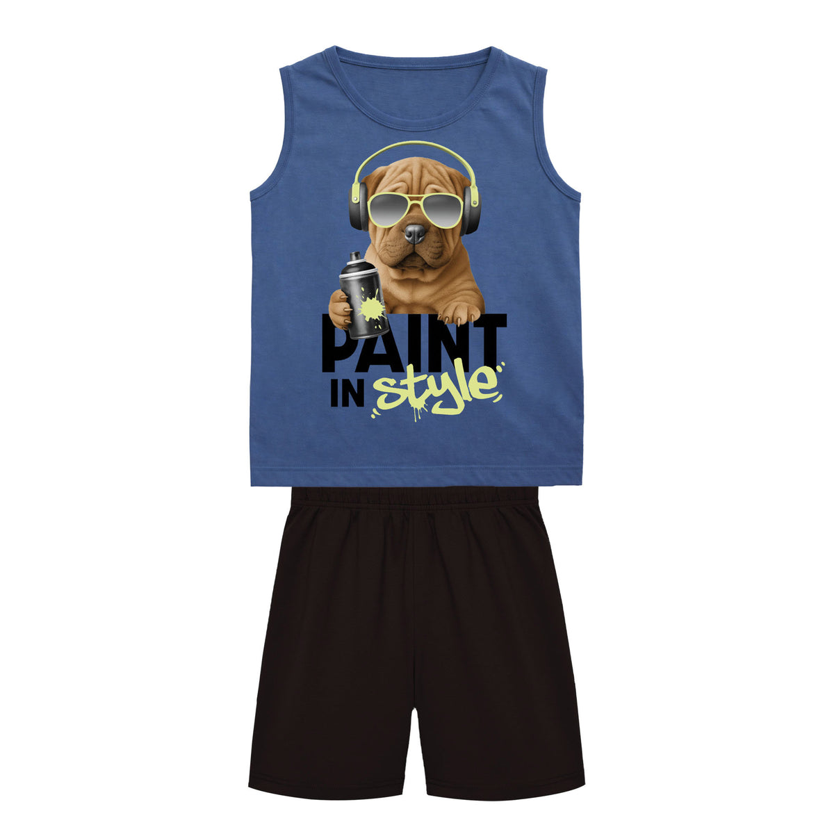 Conjunto Infantil Masculino Kyly Regata Estampada e Bermuda Confortável