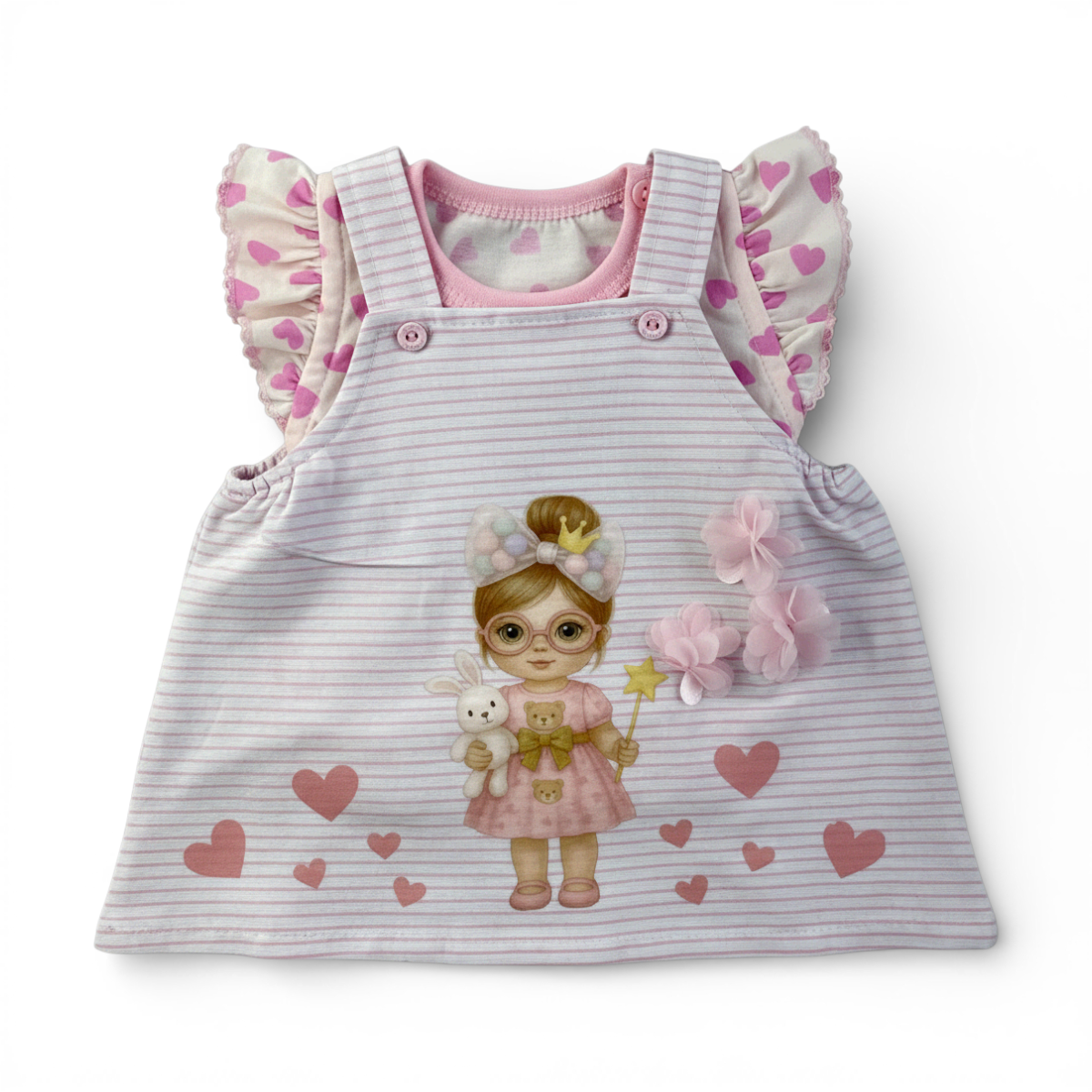 Vestido Infantil Brokinha Fadinha Listrado com Blusa