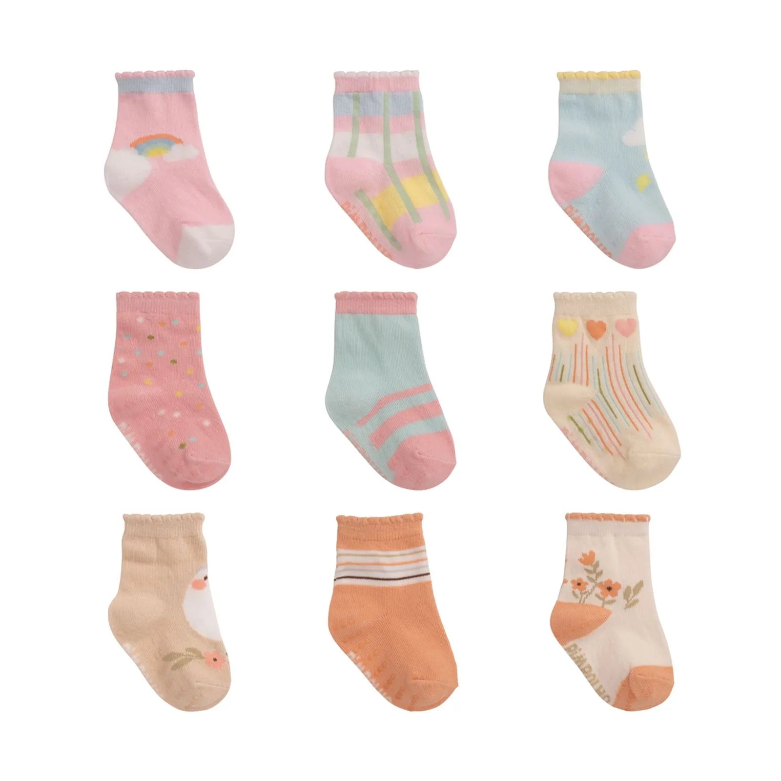 Kit Meia Infantil Feminina Pimpolho 16 ao 20 Antiderrapante Com 3 Pares