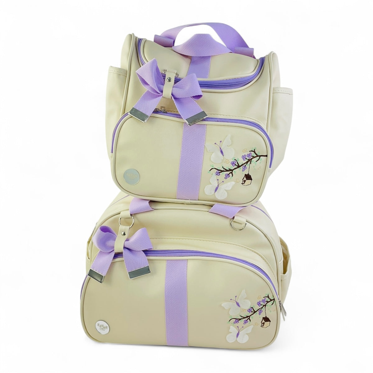 Kit Bolsa Maternidade Layne Baby Menina Flores e Borboletas 2 Peças