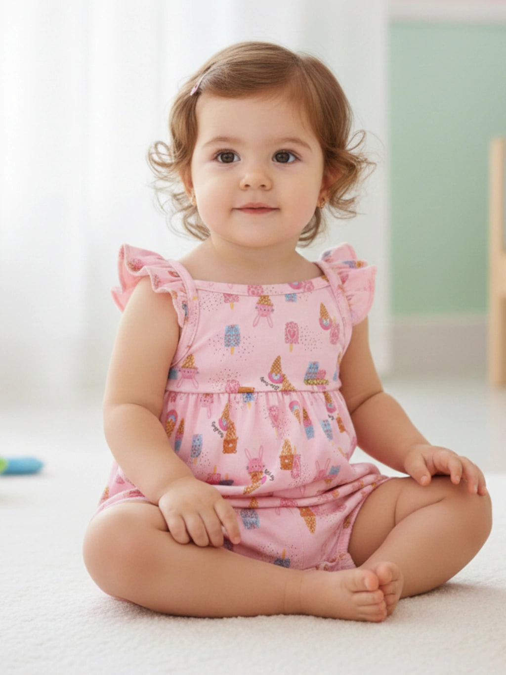 Macacão Infantil Feminino Kiko Baby Curto Sorvetes e Picolés – Conforto e Estilo para o Verão