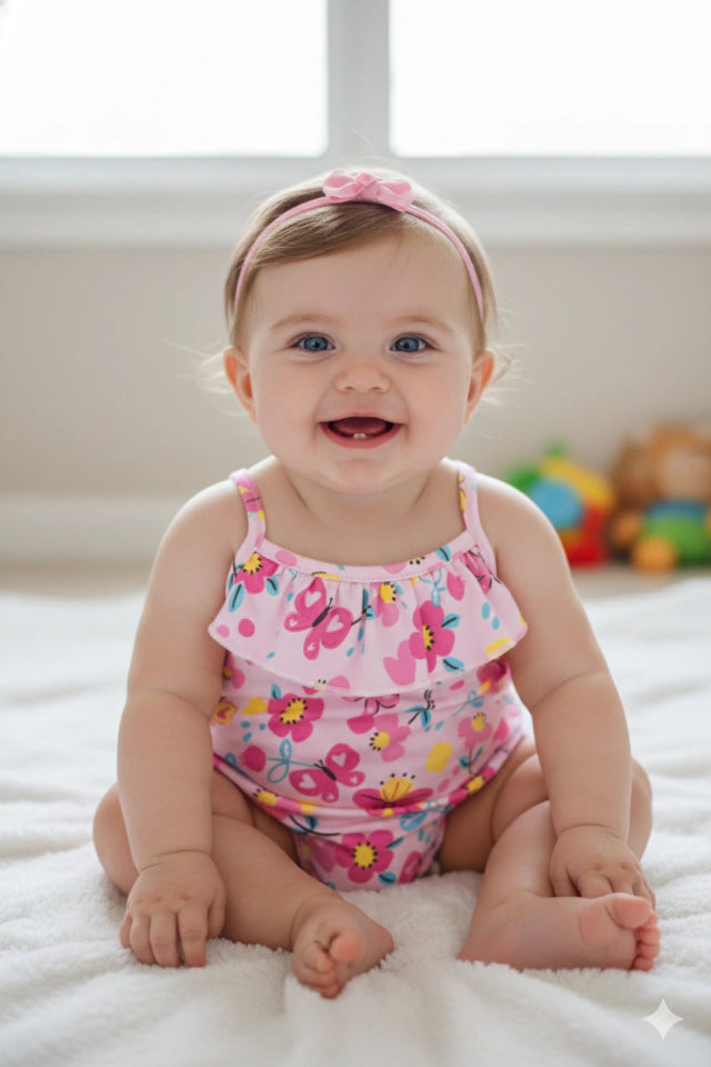 Macacão Feminino Kiko Baby Curto Flores e Borboletas