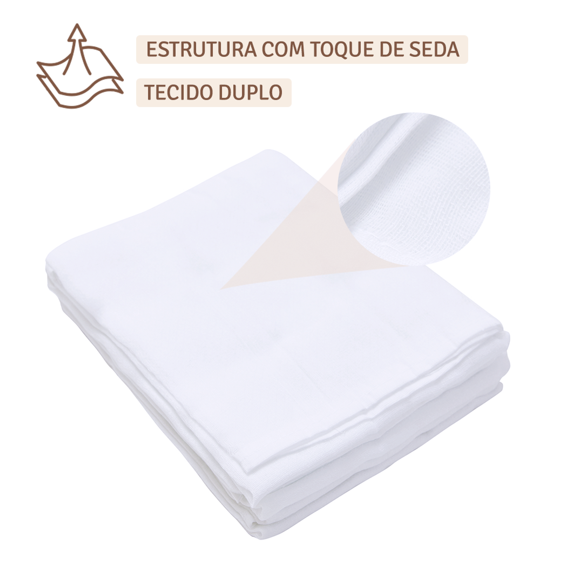 Fralda Premium Mami Com Bainha 5 Peças - Branca - 70 X70 Cm