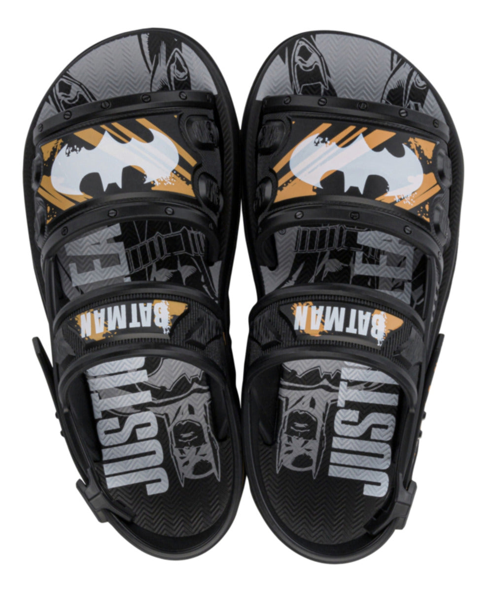 Sandália Papete Infantil Masculino Grendene Kids Liga da Justiça Batman Super Herói Com Luva