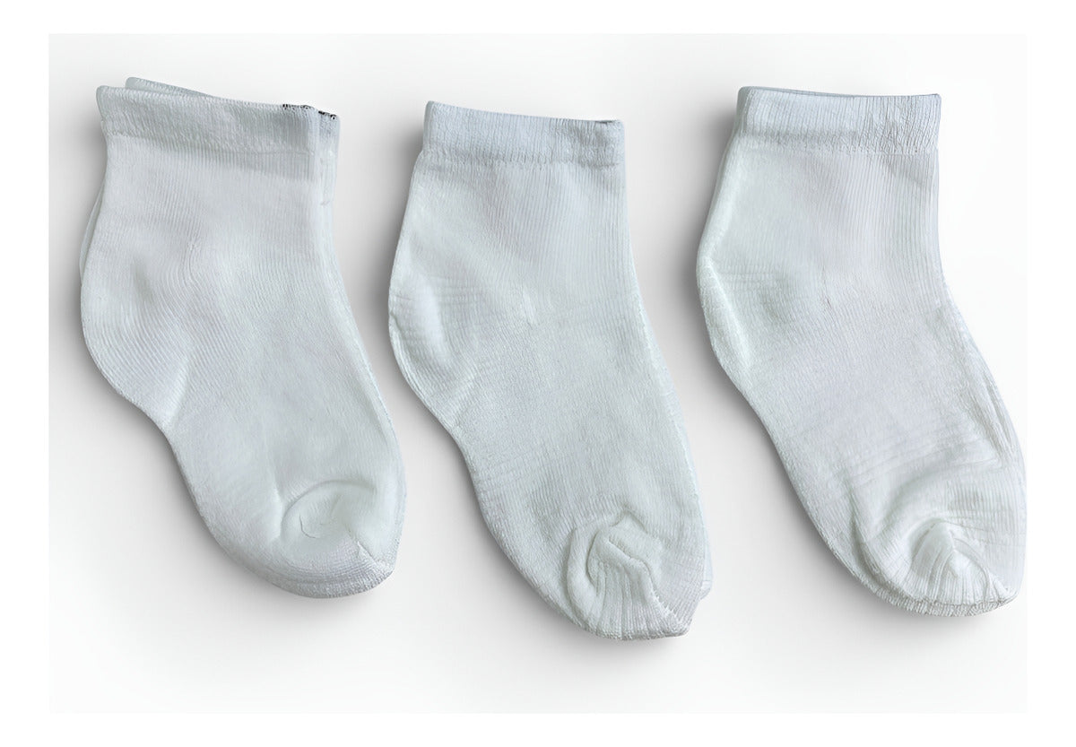 Meia Infantil Loppas 3 Pares Cano Curto Unissex Escolar