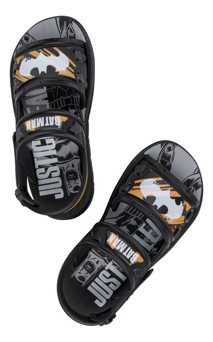 Sandália Papete Infantil Masculino Grendene Kids Liga da Justiça Batman Super Herói Com Luva