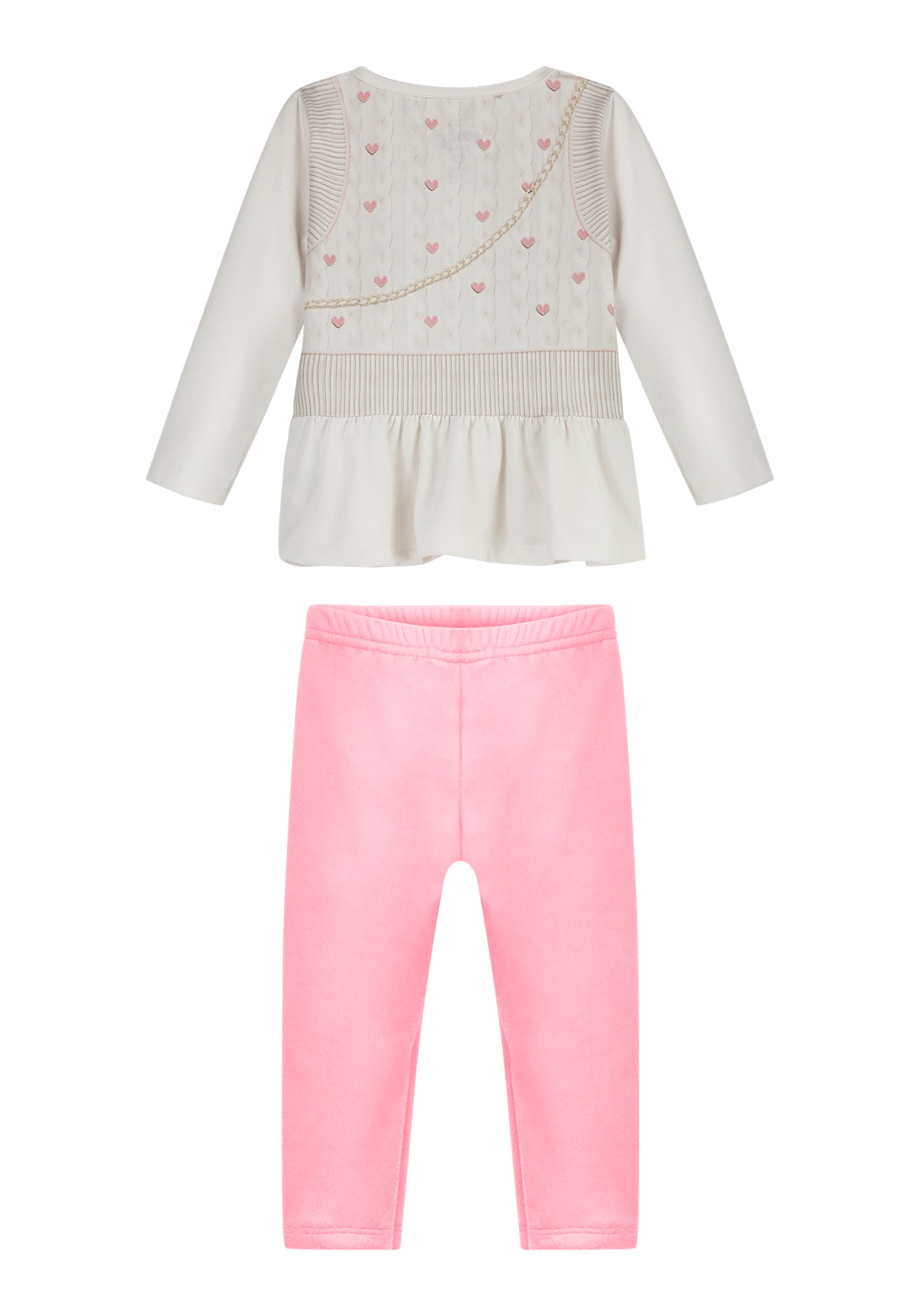 Conjunto Infantil Feminino Alakazoo Bolsa de Gatinha Manga Longa em Malha Modelli e Plush